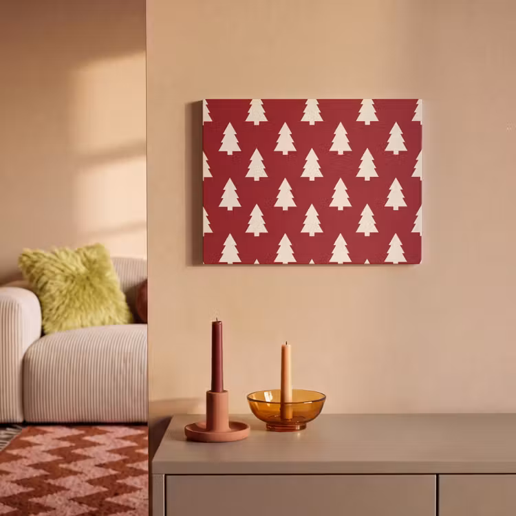 Akoestisch schilderij - Kerstboom - Rood - Wit — 2