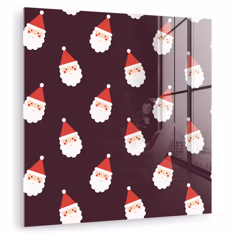 Glas schilderij - Kerstman - Kerst - Donker - Rood — 1