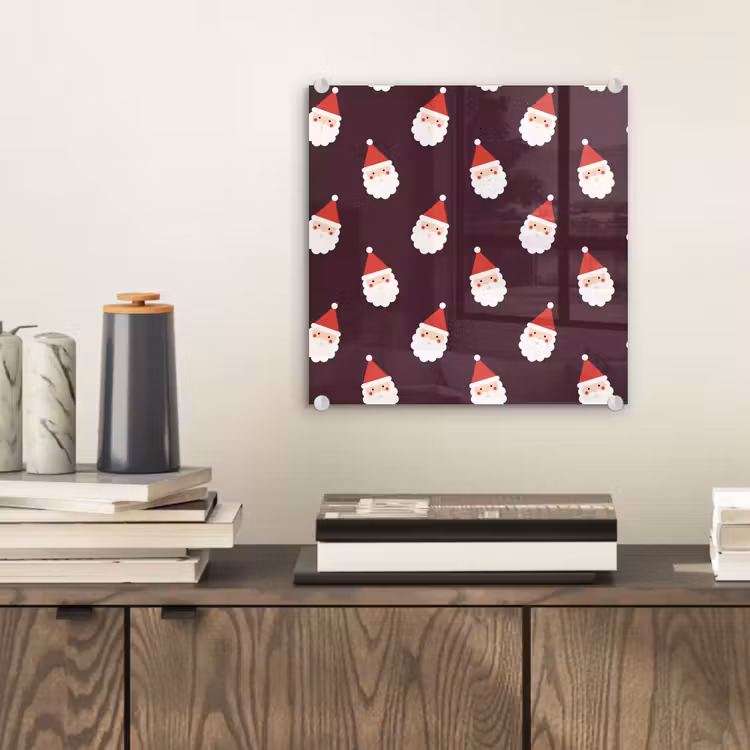 Glas schilderij - Kerstman - Kerst - Donker - Rood — 2