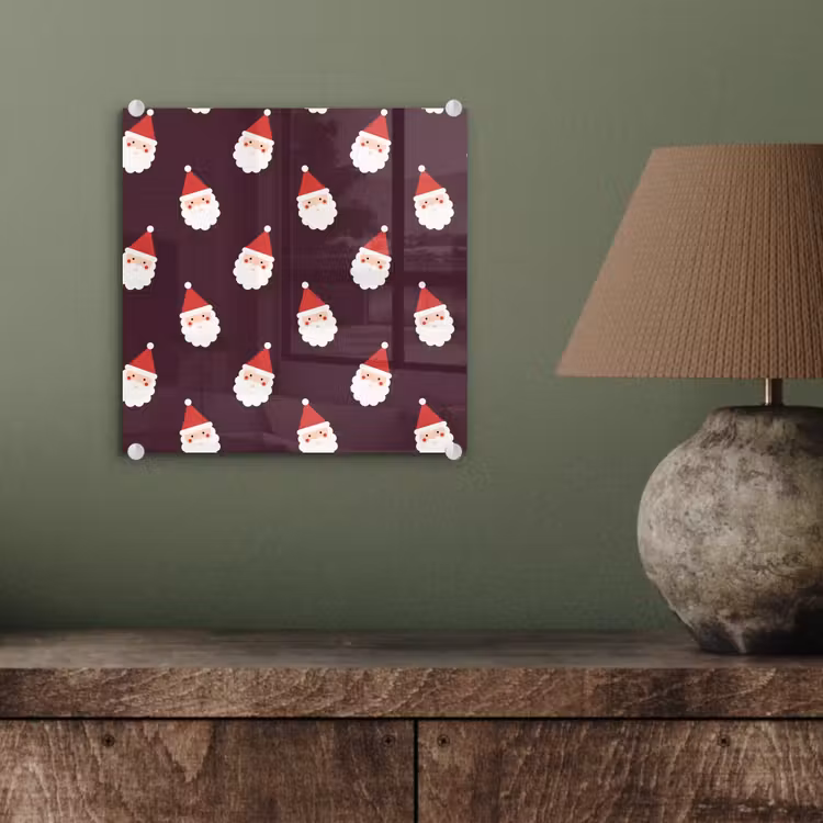 Glas schilderij - Kerstman - Kerst - Donker - Rood — 4