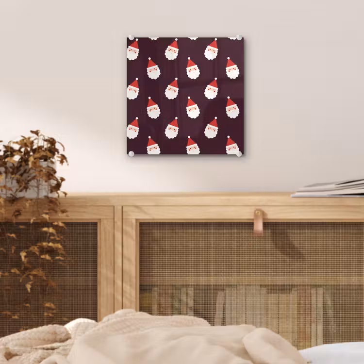 Glas schilderij - Kerstman - Kerst - Donker - Rood — 5