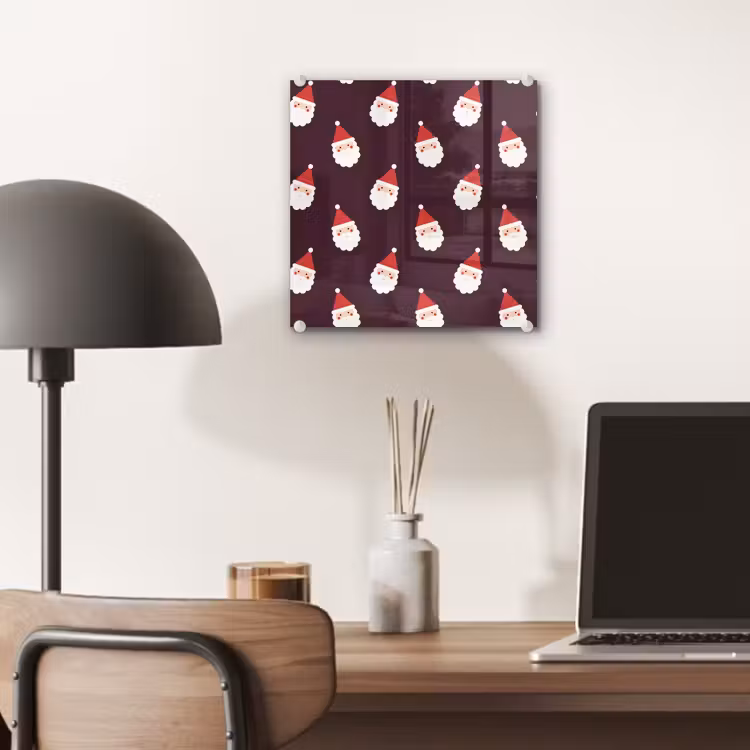 Glas schilderij - Kerstman - Kerst - Donker - Rood — 7