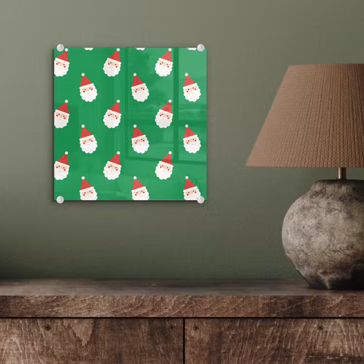 Glas schilderij - Kerstman - Kerst - Neon - Groen — 4