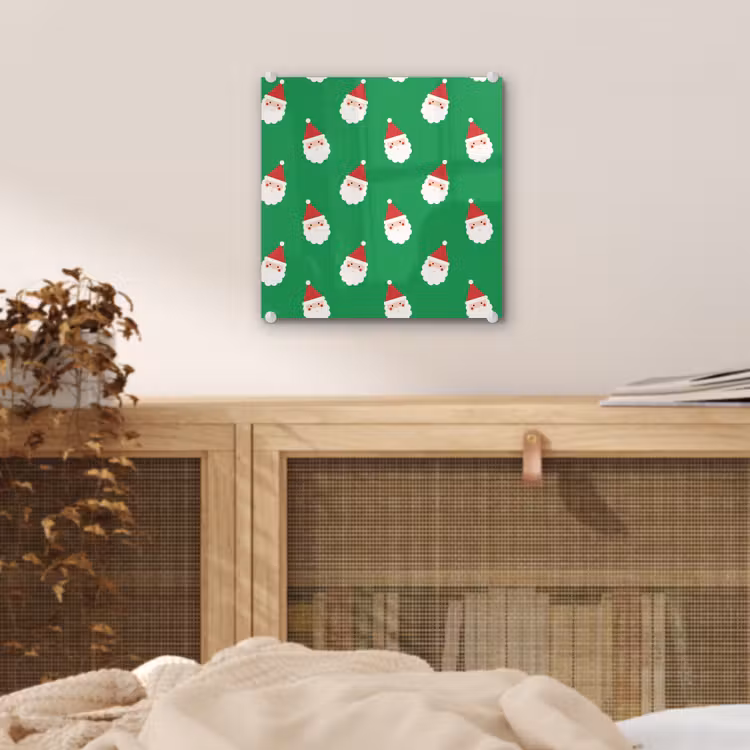 Glas schilderij - Kerstman - Kerst - Neon - Groen — 5