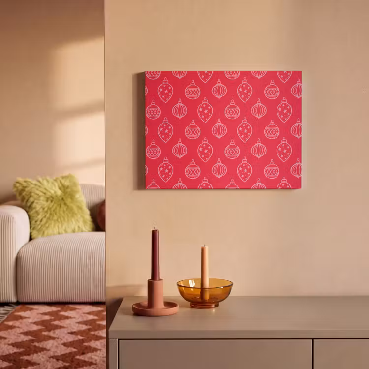 Akoestisch schilderij - Kerstbal - Rood - Roze — 2