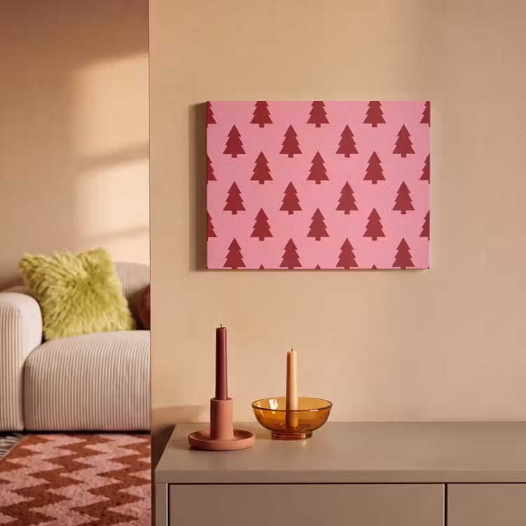 Akoestisch schilderij - Kerstboom - Rood - Roze — 2