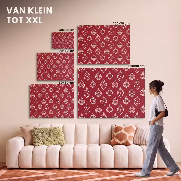 Akoestisch schilderij - Kerstbal - Rood - Crème — 7