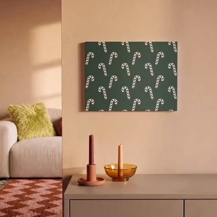 Akoestisch schilderij - Kerst - Groen - Wit - Zuurstok — 2