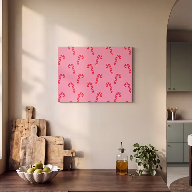 Akoestisch schilderij - Kerst - Rood - Roze - Zuurstok — 4