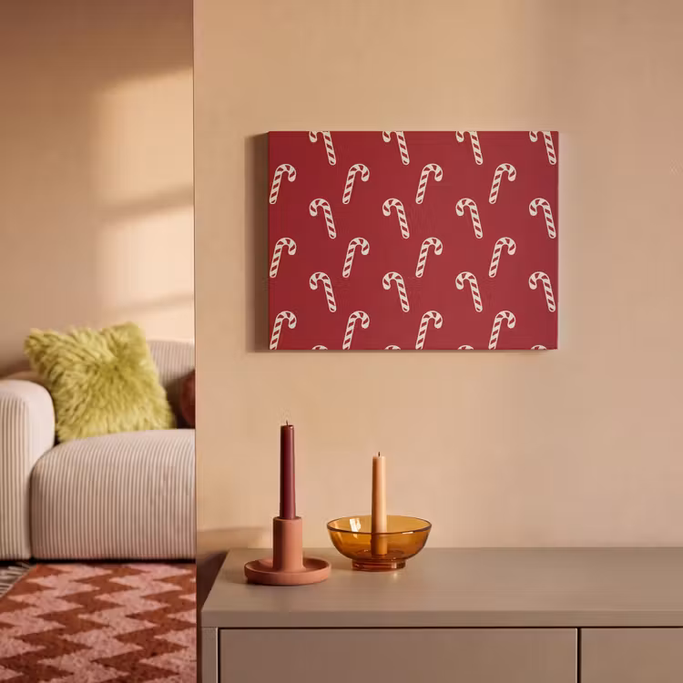 Akoestisch schilderij - Kerst - Rood - Wit - Zuurstok — 2