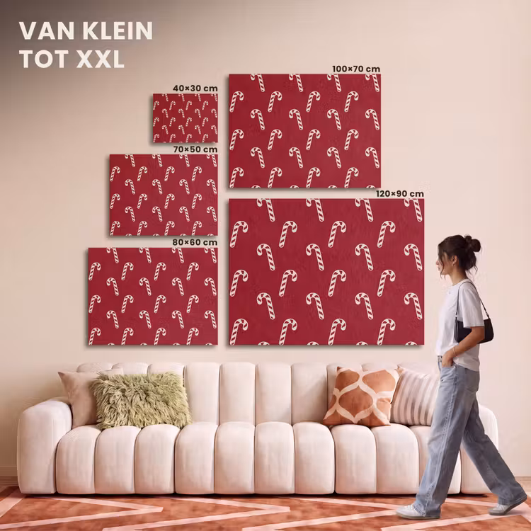Akoestisch schilderij - Kerst - Rood - Wit - Zuurstok — 7
