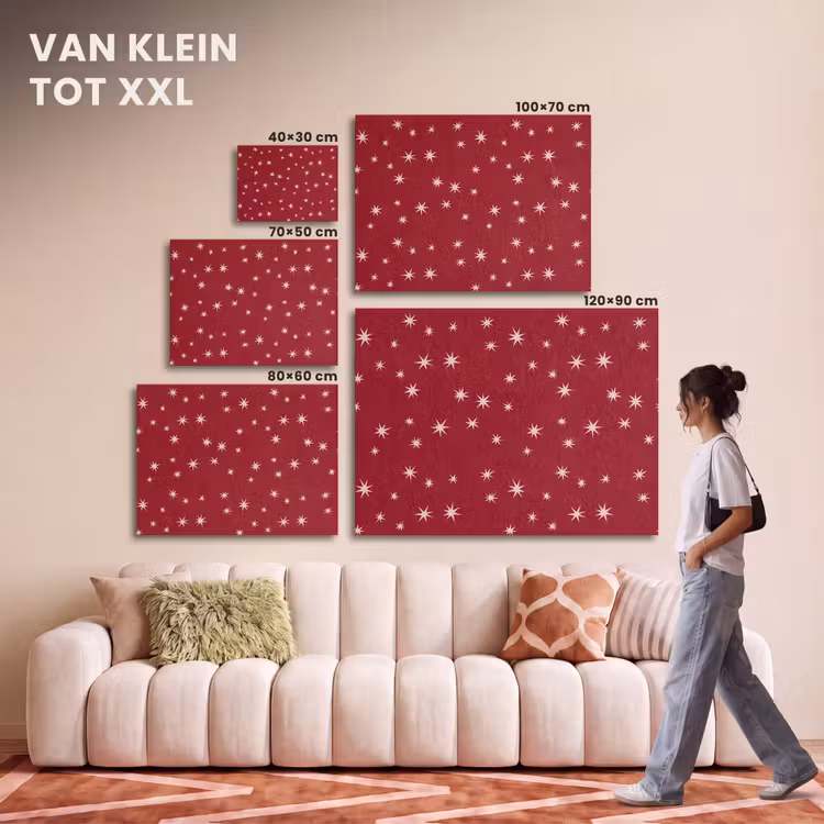 Akoestisch schilderij - Rood - Wit - Kerst - Ster — 7