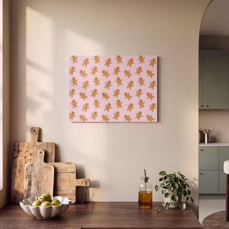 Akoestisch schilderij - Peperkoek - Bruin - Roze - Kerst — 4