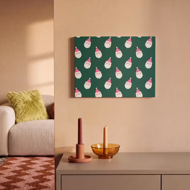 Akoestisch schilderij - Kerstman - Kerst - Groen - Roze — 2