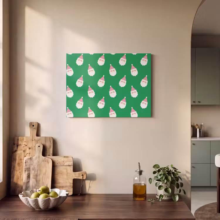 Akoestisch schilderij - Kerstman - Kerst - Roze - Groen — 4