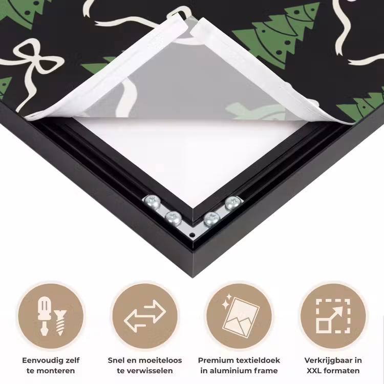 Art Frame - Kerst - Zwart - Wit - Strik — 4