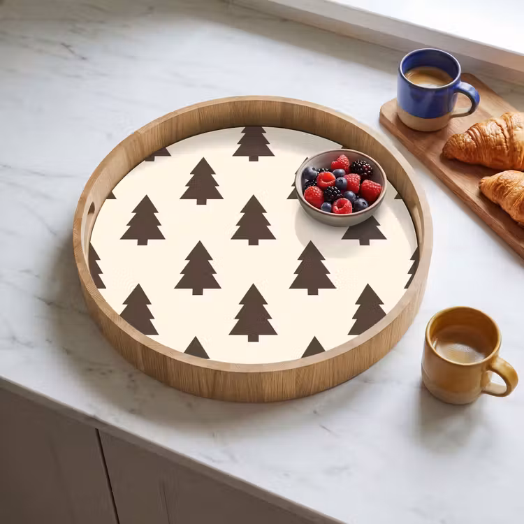 Dienblad - Kerstboom - Crème - Grijs — 4