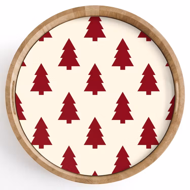 Dienblad - Kerstboom - Crème - Rood — 1