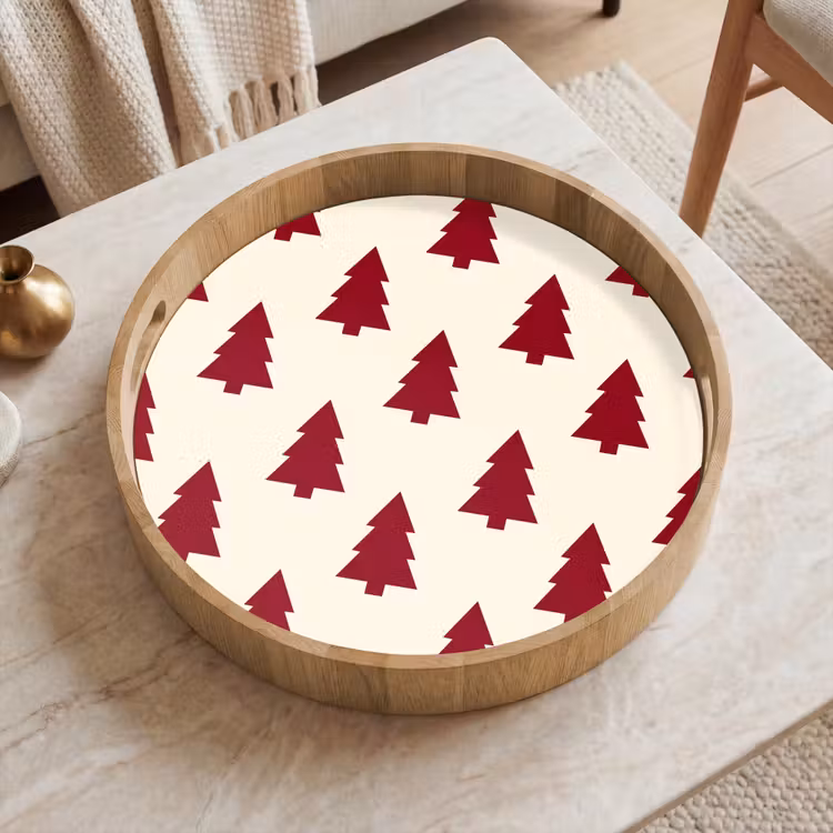 Dienblad - Kerstboom - Crème - Rood — 2
