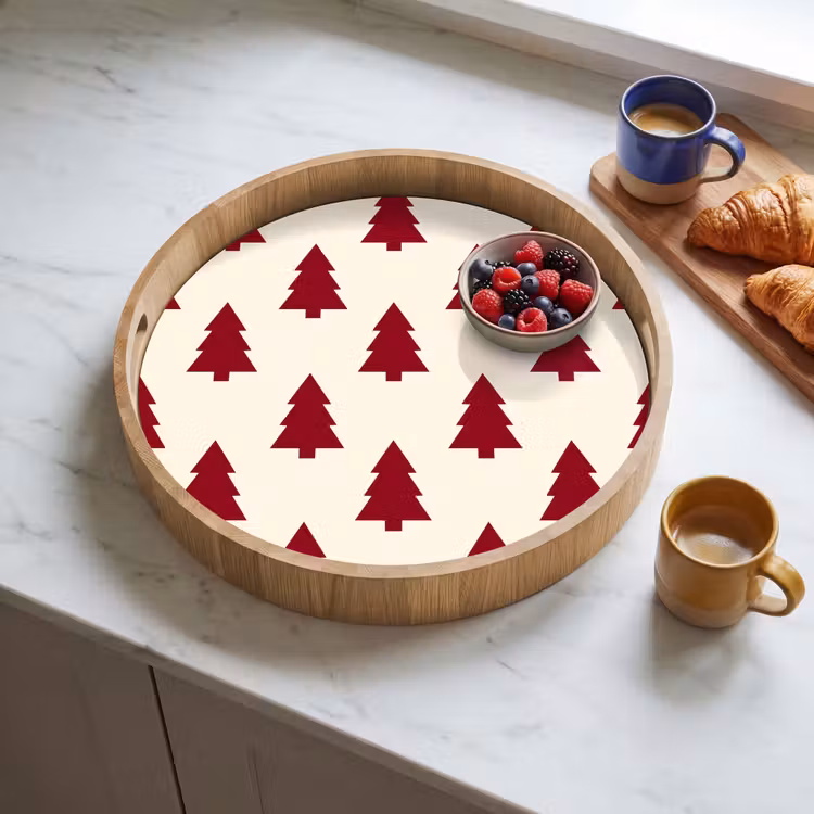 Dienblad - Kerstboom - Crème - Rood — 4