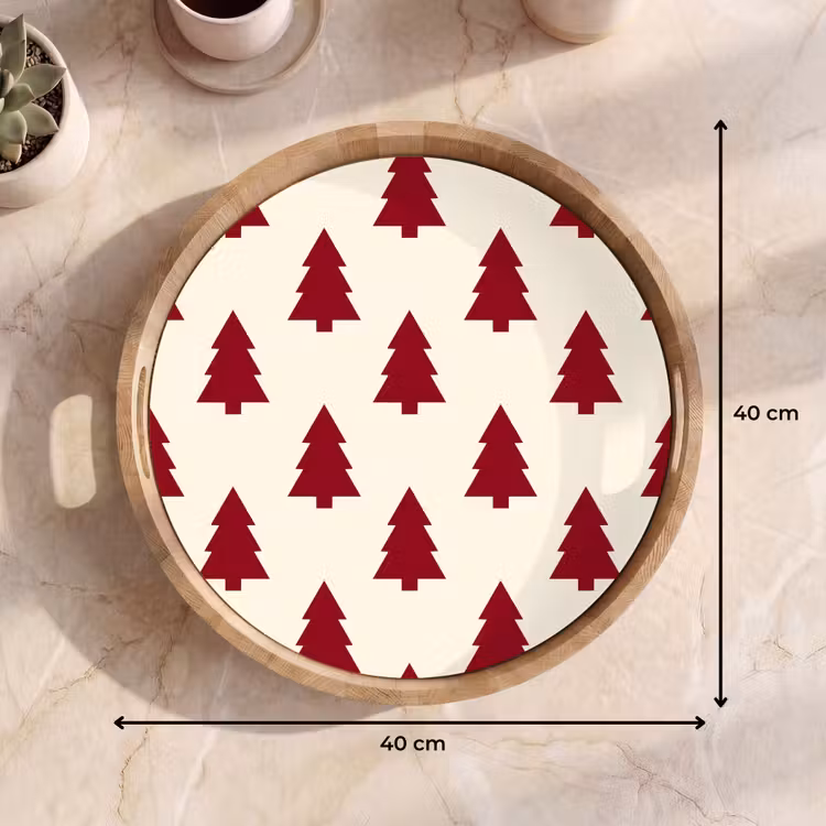 Dienblad - Kerstboom - Crème - Rood — 9