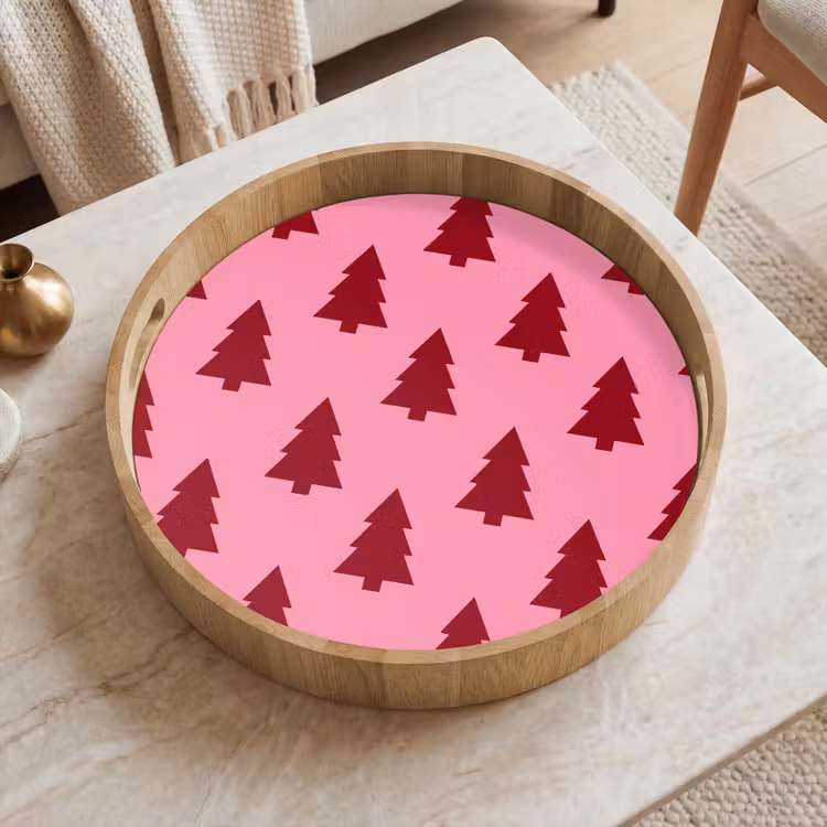 Dienblad - Kerstboom - Rood - Roze — 2