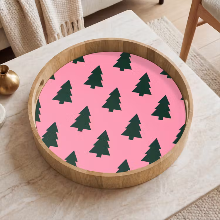 Dienblad - Kerstboom - Roze - Groen — 2