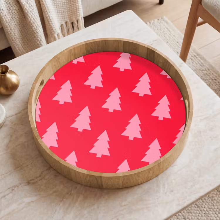 Dienblad - Kerstboom - Roze - Rood — 2