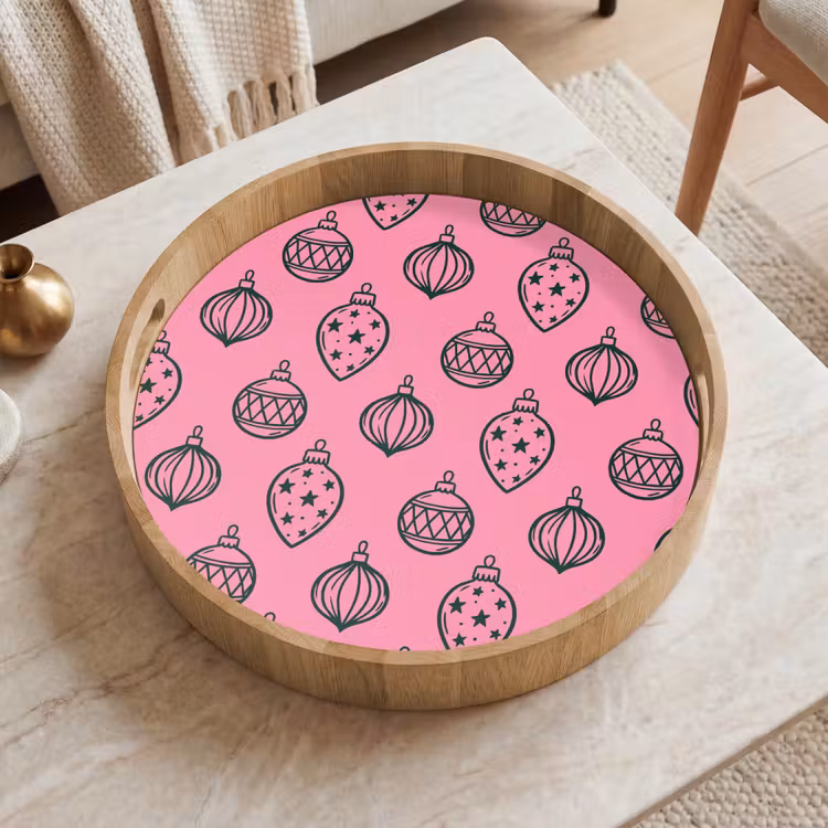 Dienblad - Kerstbal - Groen - Roze — 2