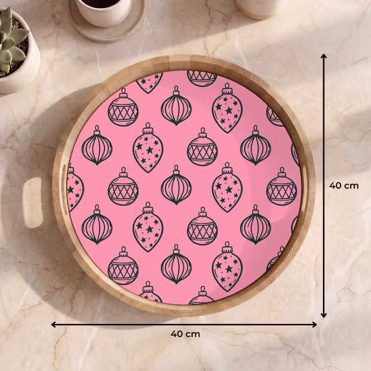 Dienblad - Kerstbal - Groen - Roze — 9