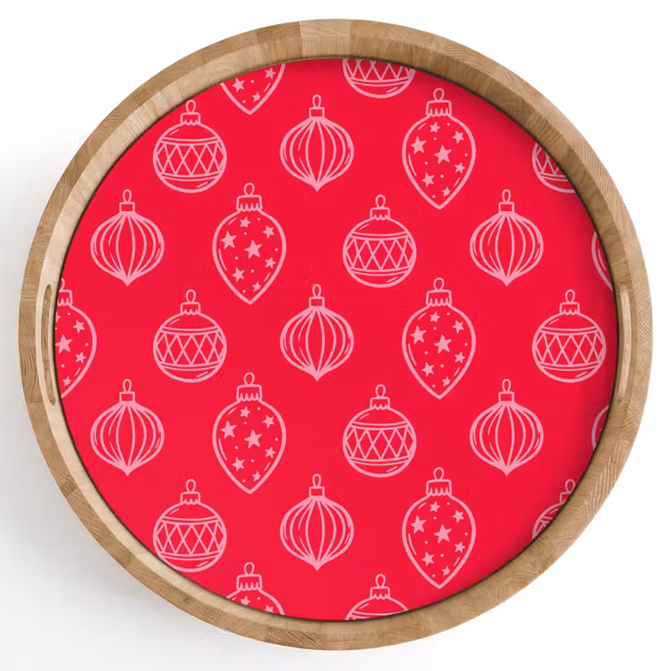 Dienblad - Kerstbal - Rood - Roze — 1