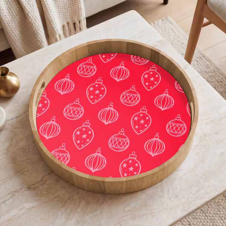 Dienblad - Kerstbal - Rood - Roze — 2