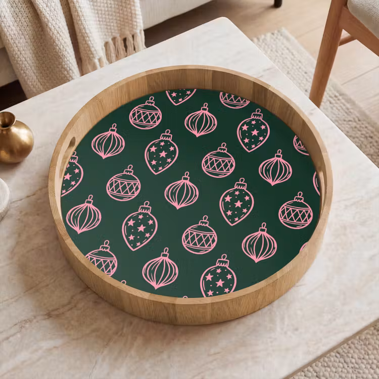 Dienblad - Kerstbal - Roze - Groen — 2