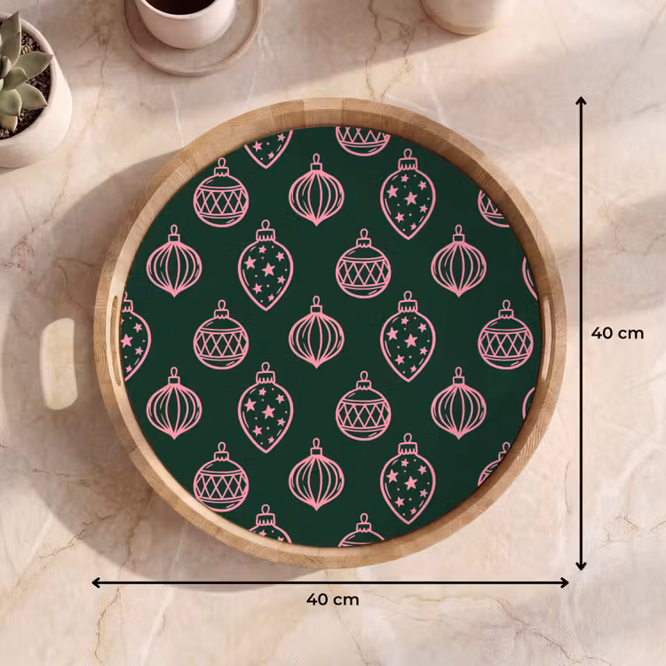 Dienblad - Kerstbal - Roze - Groen — 9