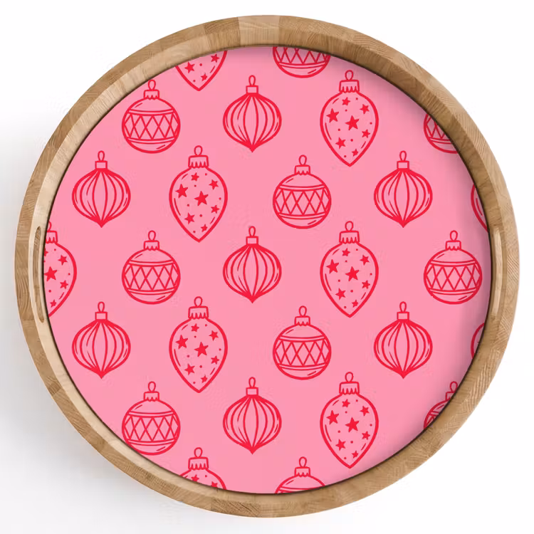 Dienblad - Kerstbal - Roze - Rood — 1