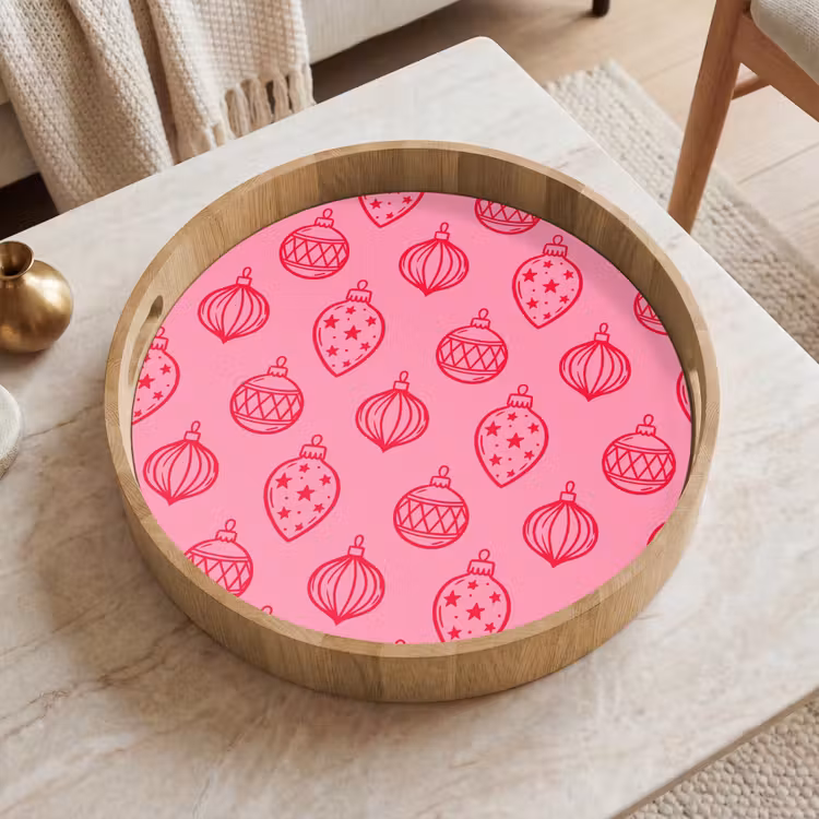 Dienblad - Kerstbal - Roze - Rood — 2