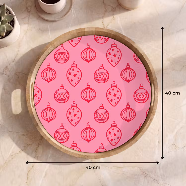 Dienblad - Kerstbal - Roze - Rood — 9