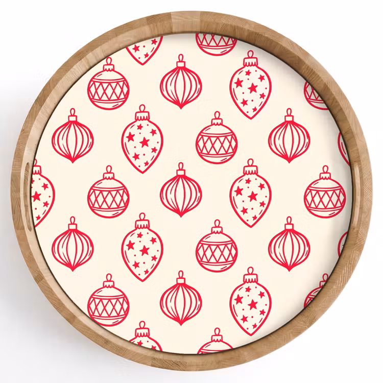 Dienblad - Kerstbal - Crème - Rood — 1
