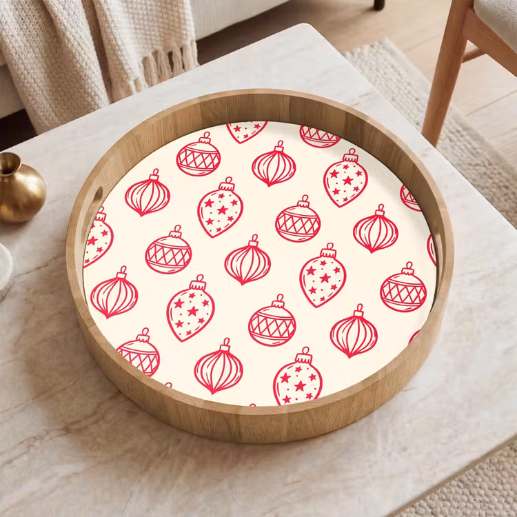 Dienblad - Kerstbal - Crème - Rood — 2