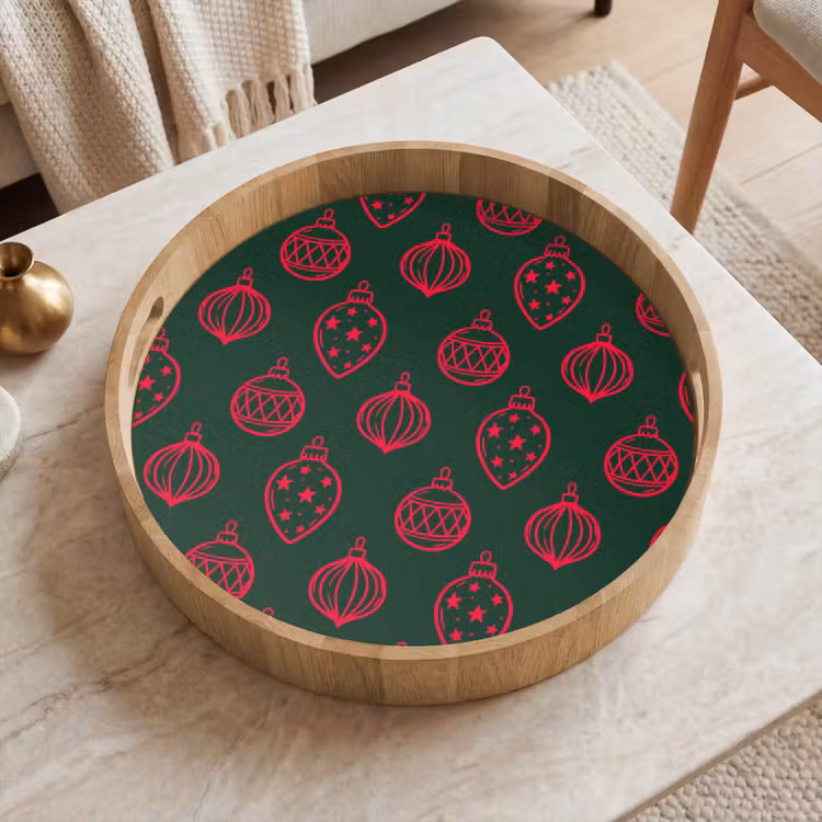 Dienblad - Kerstbal - Rood - Groen — 2
