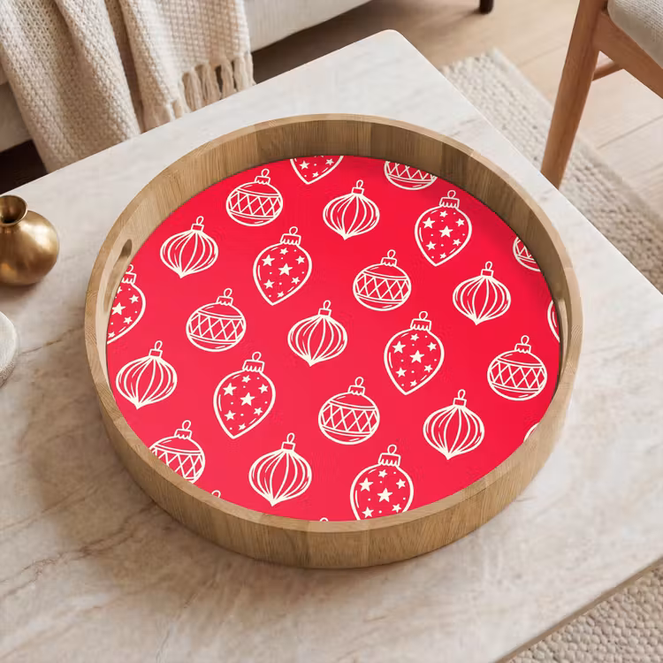 Dienblad - Kerstbal - Rood - Wit — 2