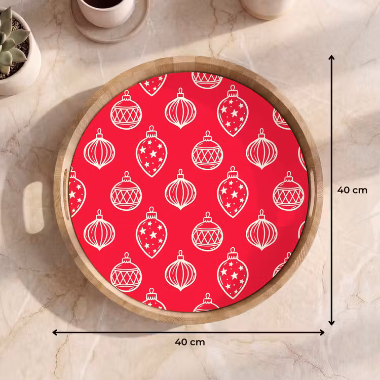 Dienblad - Kerstbal - Rood - Wit — 9