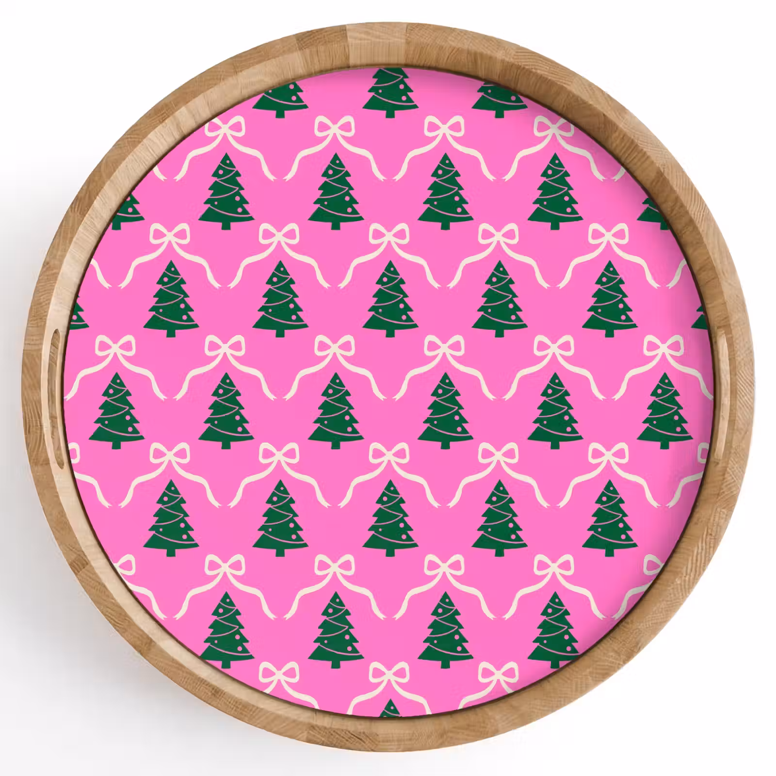 Dienblad - Kerst - Roze - Wit - Strik — 1