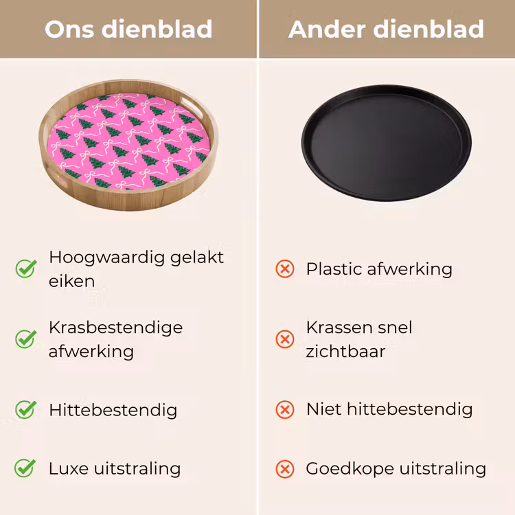 Dienblad - Kerst - Roze - Wit - Strik — 3