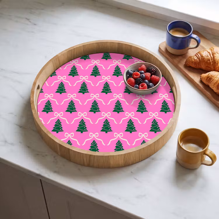 Dienblad - Kerst - Roze - Wit - Strik — 4
