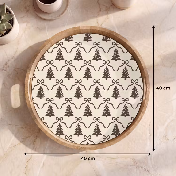 Dienblad - Kerst - Taupe - Crème - Strik — 9