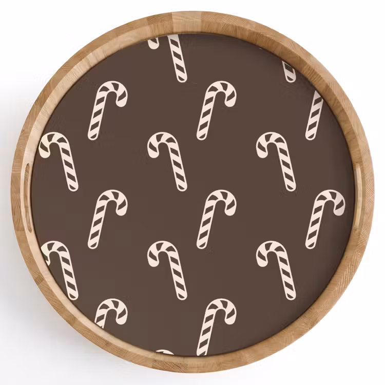Dienblad - Kerst - Crème - Taupe - Zuurstok — 1