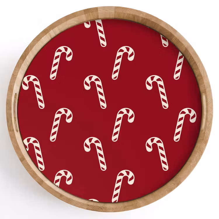 Dienblad - Kerst - Rood - Wit - Zuurstok — 1