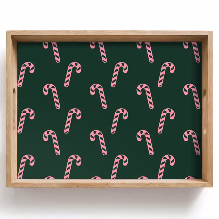 Dienblad - Kerst - Roze - Groen - Zuurstok — 1