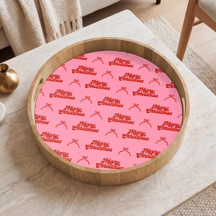 Dienblad - Tekst - Strik - Rood - Roze — 2